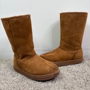 Kids Brown Faux Suede Winter‎ Tall Boots Side Zipper Closure Size 1 Cute & Comfy
